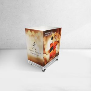 Product promotion cubes on wheels