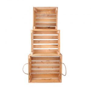Wooden crate with rope handles set 3 in 1