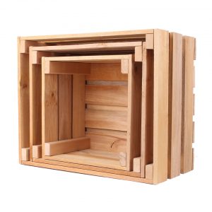 Wooden crate with rope handles set 3 in 1