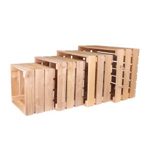 Wooden crate with rope handles set 4 in 1