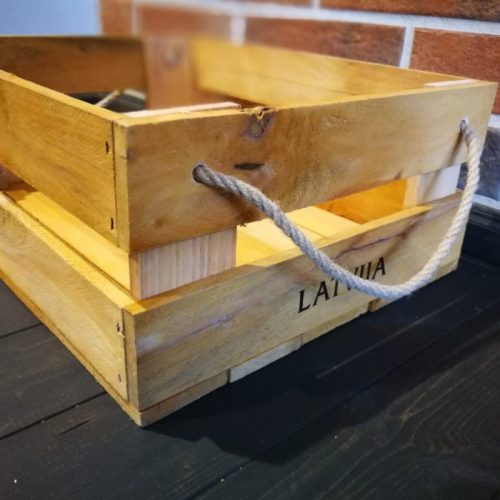 Wooden souvenir crate box with handle