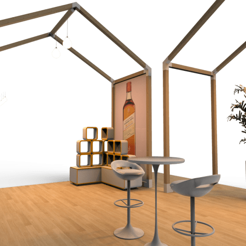 Foldabe wooden exhibition stands