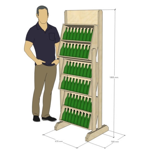 Inclined Shelf Display Stand For Bottles