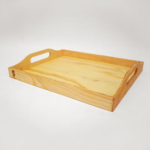 Wooden tray with logo