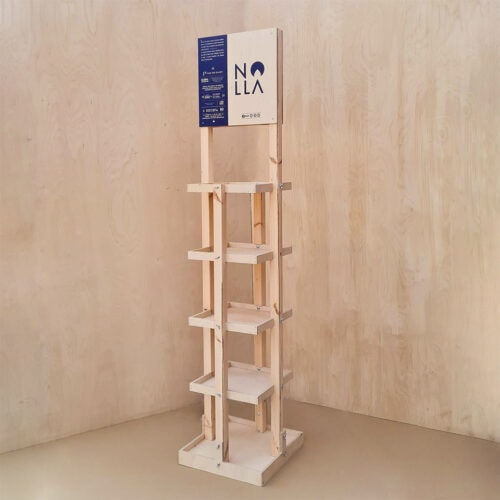 Vertical wooden shelf stand