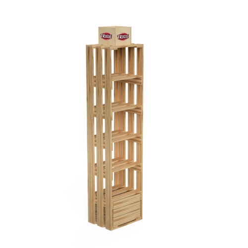 Wooden crate stand with storage
