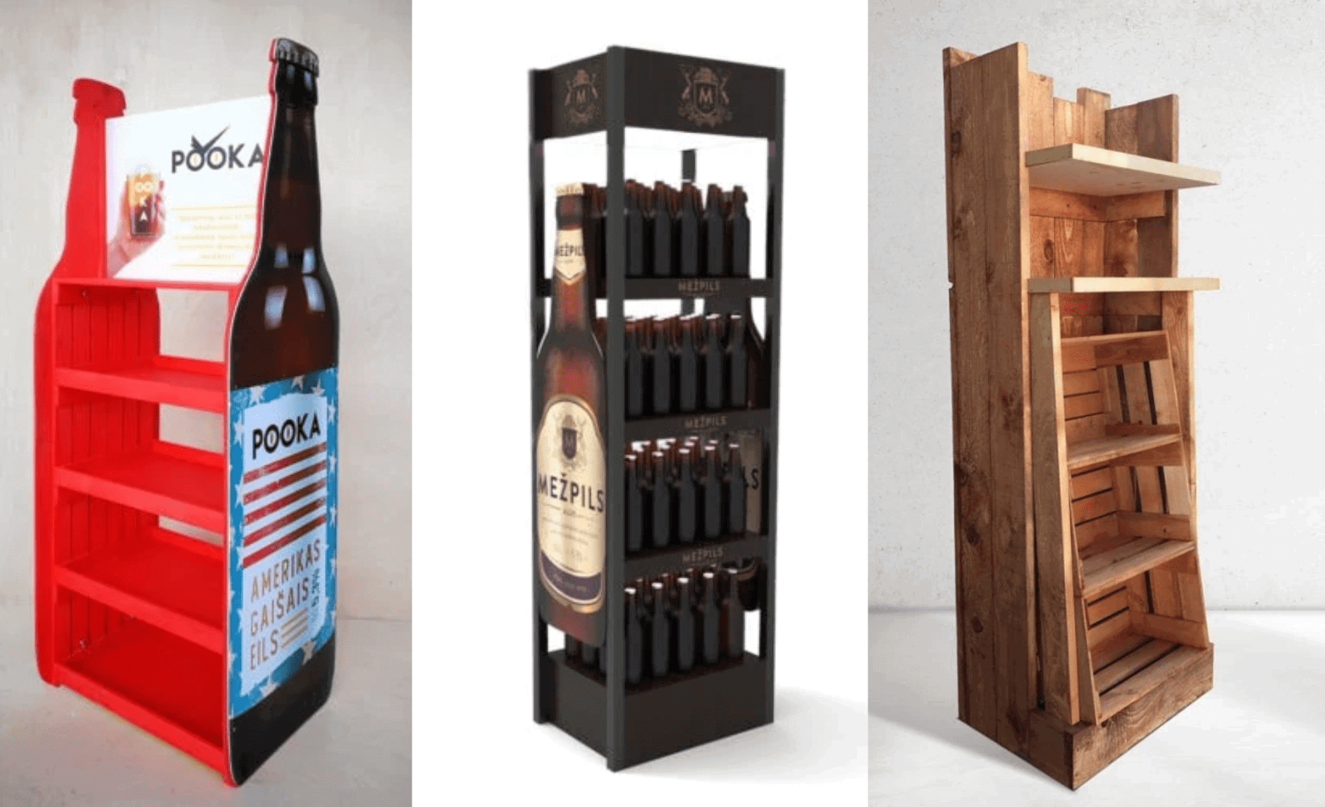 wooden stands for beer