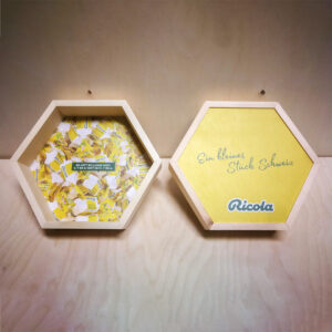 Hexagon-shaped wooden boxes