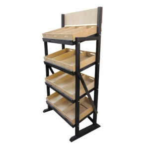Wooden display shelving for bakery