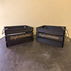 Black Wooden Crates with Engraving