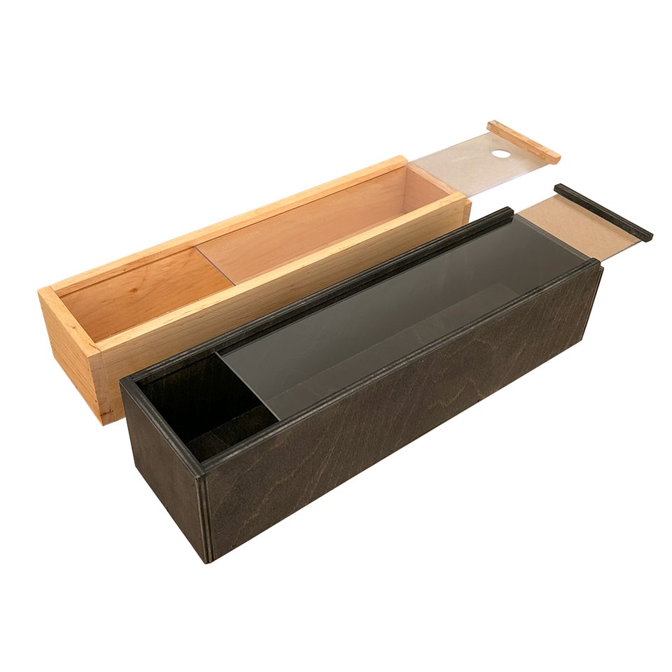 transparent lid wooden crates